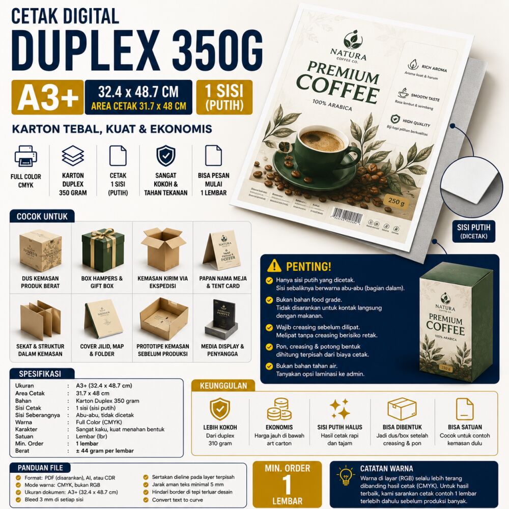 Cetak Digital A3+ 1 Sisi Duplex 350g