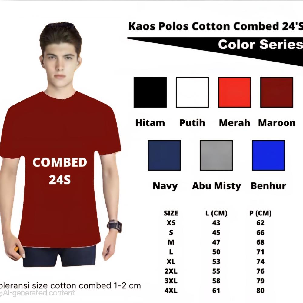 Kaos Cotton 24s Hitam - 4XL