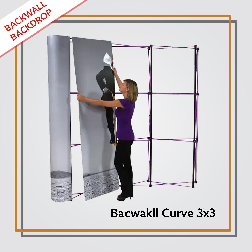 Backwall Portable 3x3 Curve Laminasi Matte