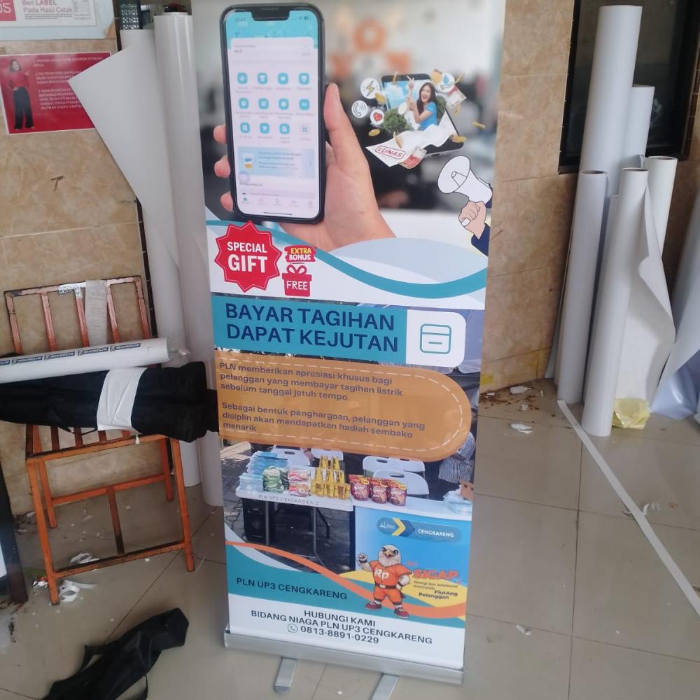 Cetak Roll Up Banner 60x160 cm Flexi Korea 410g