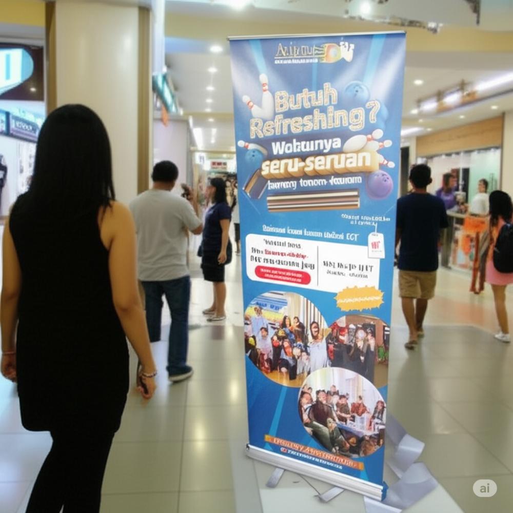 Cetak Roll Up Banner 60x160 cm Flexi Korea 410g