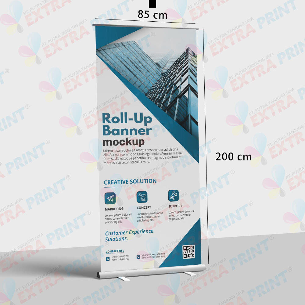 Cetak Roll Up Banner 85x200 cm Flexi Korea 410g